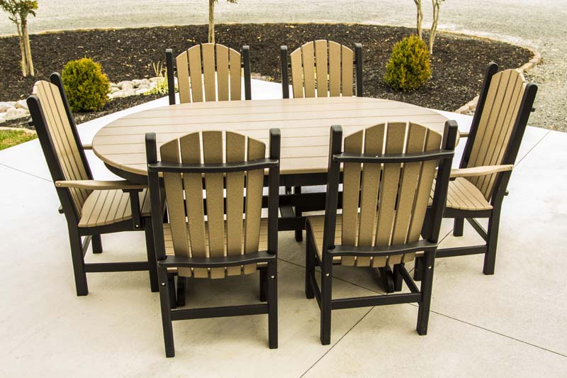 44'x72' Oval Dinning Table with Fanback Chairs