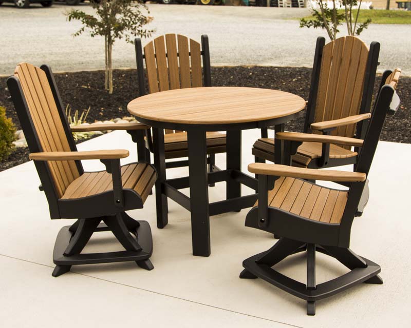 Round patio table with swivel chairs hot sale