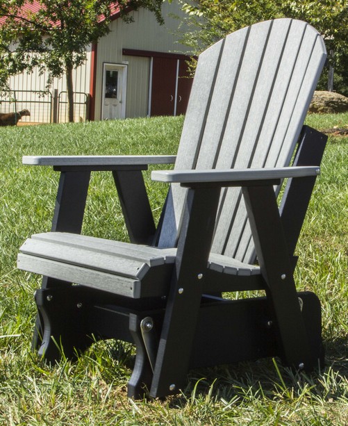 Single Adirondack Glider, Poly, Driftwood Gray &amp; Black